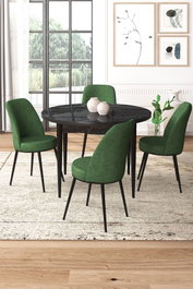 Hanah Home Juego de Comedor de 5 Piezas, Mármol Negro y Caqui